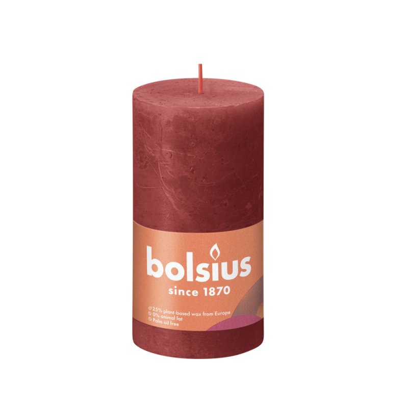 BOLSIUS KAARS RUSTIEK 13CM DELICATE RED - 101 6649 - 101-6649