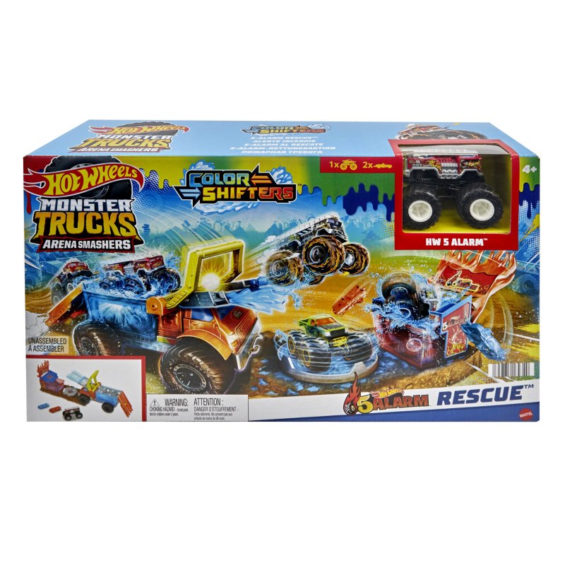 HOT WHEELS MONSTER TRUCKS FIRE CRASH CHA - 369 4349 - 369-4349