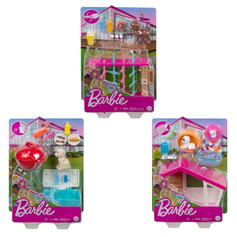 BARBIE MINI PLAYSET W/PET ASSORTI - 466 3966 - 466-3966