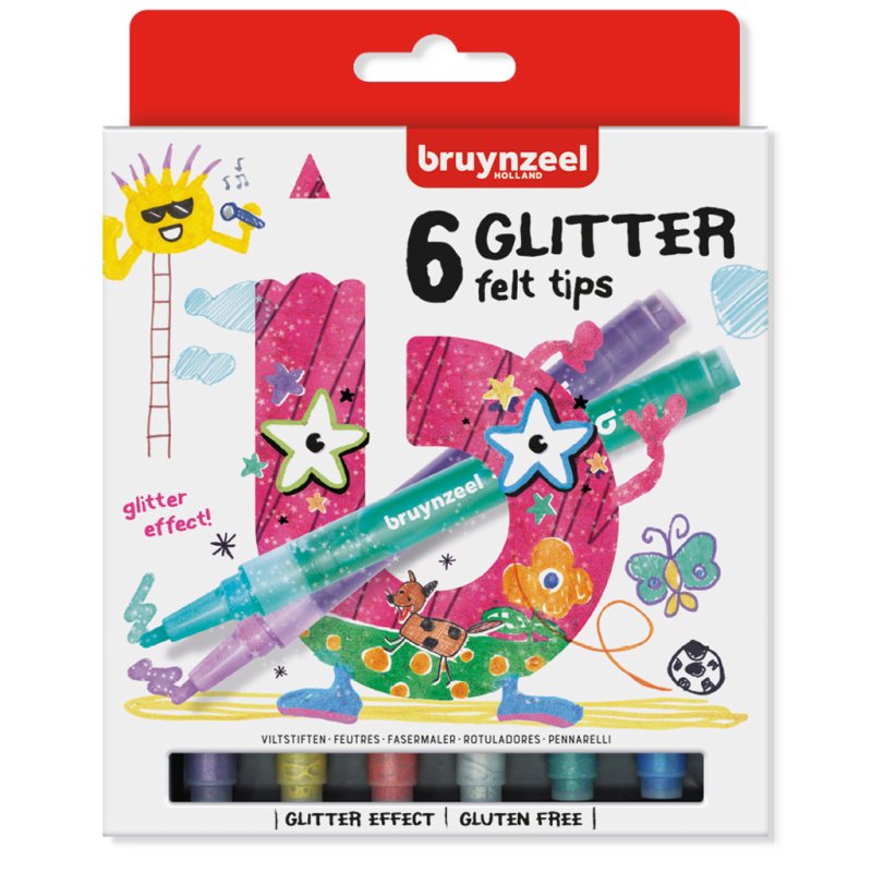 GLITTER VILTSTIFTEN BRUYNZEEL 6 STUKS - 650 6006 - 650-6006