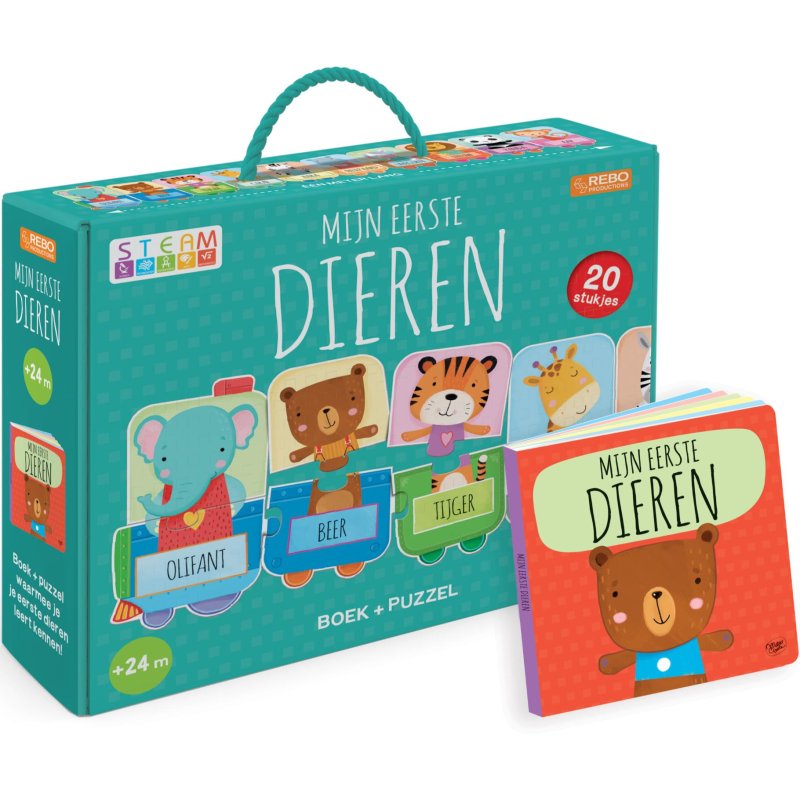 MIJN EERSTE DIEREN PUZZELTREIN + BOEK - 655 1920 - 655-1920