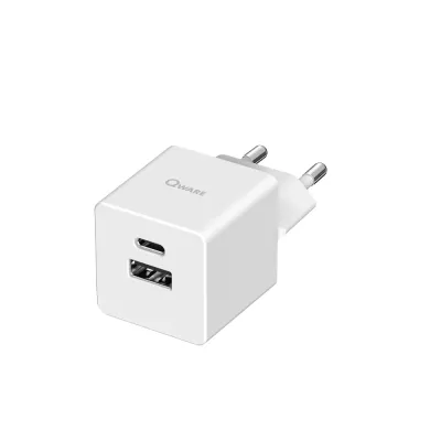 QWARE ADAPTER 20W FAST USB-C+USB-A WHITE - 8718657554006 - QWAC20WH