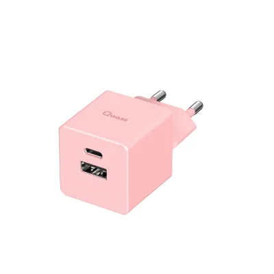 QWARE ADAPTER 20W FAST USB-C+USB-A PINK - 8718657554020 - QWAC20PK