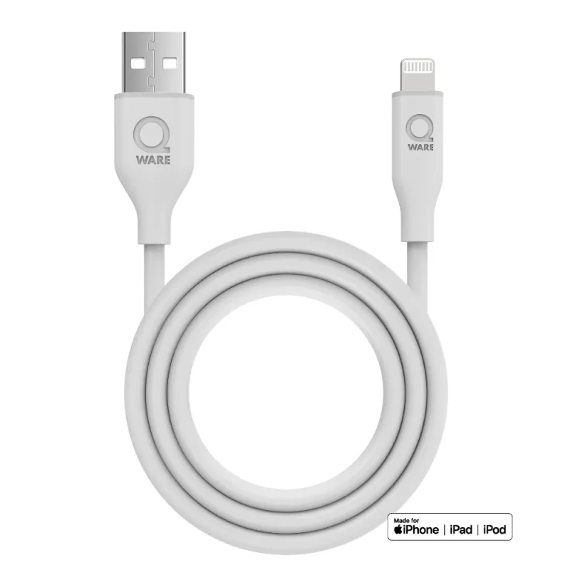 QWARE IPHONE SILICONE USB A -8PINS WHITE - 8718657554082 - QWCB35WH