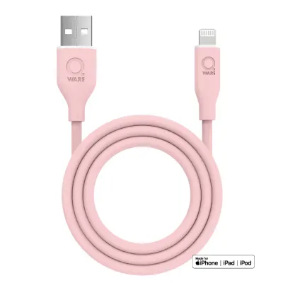 QWARE IPHONE SILICONE USB A - 8PINS PINK - 8718657554105 - QWCB35PK