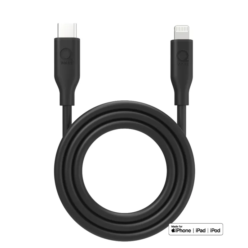 QWARE IPHONE SILICONE USB C -8PINS BLACK - 8718657554150 - QWCB45BL