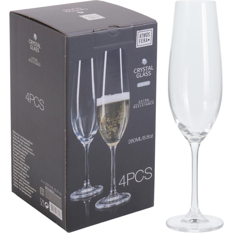 ATMOS KRISTAL 4X CHAMPAGNEGLAS 260ML - 8719987370397 - 8719987370397