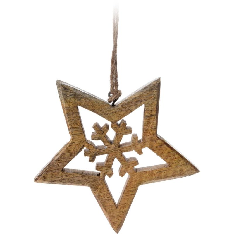 KERST HANGDECORATIE STER HOUT 20CM - A54404000 composition 001 15 12 16  - A54404000