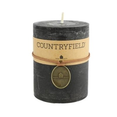 COUNTRYFIELD STOMPKAARS GLAD ZWART 15CM - Kaars effen ro tonnie l zwart 7 x 7 x 14 cm - *0010217947